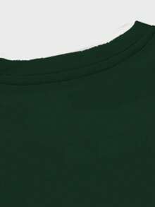 ROMWE MEN Hombres Camiseta con estampado de slogan y figura - Verde Oscuro - Ver 5