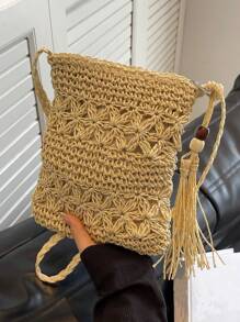 Mini Tua trang trí túi rơm Zipper Kỳ nghỉ - Màu be - Xem 1