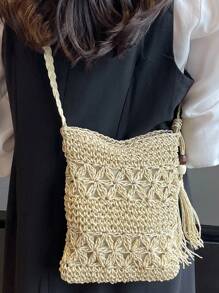 Mini Tua trang trí túi rơm Zipper Kỳ nghỉ - Màu be - Xem 2