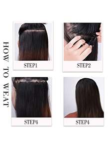 28/40 英寸合成超長假髮 5 夾式接發耐熱長直黑色假髮女式天然黑色 - 黑色 - 查看 4