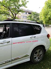 2 piezas Cortina antimosquitos aislamiento térmico poliéster de coche puerta trasera ventana de malla - Negro - Ver 4