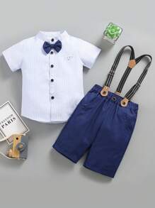 SOLOCOTE Young Boys' 2pcs Formal Wear Set With Necktie For Gentleman Party, Wedding, Banquet - Blue - View 1