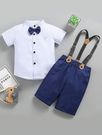 SOLOCOTE 男小童2入組正式穿戴套裝附領帶適用於紳士派對,婚禮,宴會