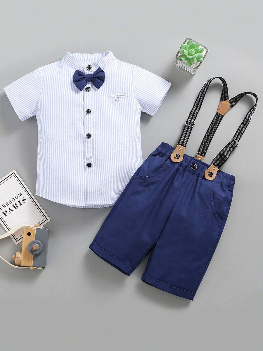 SOLOCOTE Young Boys' 2pcs Formal Wear Set With Necktie For Gentleman Party, Wedding, Banquet - Blue - View 1