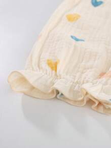 Peninsula Baby 女嬰印花無袖連體衣，帶褶邊，休閒風格 - 杏色 - 查看 7