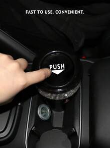 1pc Rhinestone Decor Leakproof Multi-Function Cup Shaped Car Garbage Can - Black - View 5