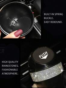 1pc Rhinestone Decor Leakproof Multi-Function Cup Shaped Car Garbage Can - Black - View 6