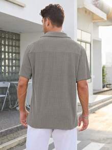 Men Solid Pocket Patched Polo Shirt - Grey - View 2