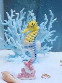 1pc Random Color Resin Crafted Seahorse Aquarium Decor, Realistic Marine Animal Model For Fish Tank Ornament - Multicolor - View 1