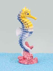 1pc Random Color Resin Crafted Seahorse Aquarium Decor, Realistic Marine Animal Model For Fish Tank Ornament - Multicolor - View 5