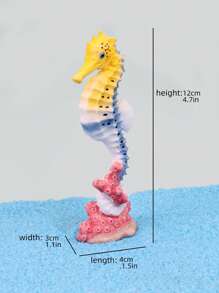 1pc Random Color Resin Crafted Seahorse Aquarium Decor, Realistic Marine Animal Model For Fish Tank Ornament - Multicolor - View 7