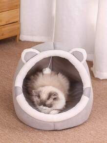 1 PC Phim Hoạt Hình Tai Trang Trí Giường Thú Cưng Cho Chó Và Mèo Ngủ - Xám - Xem 5