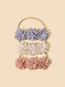 3 cái dây buộc tóc trang trí hoa cho bé - Nhiều màu - Xem 1