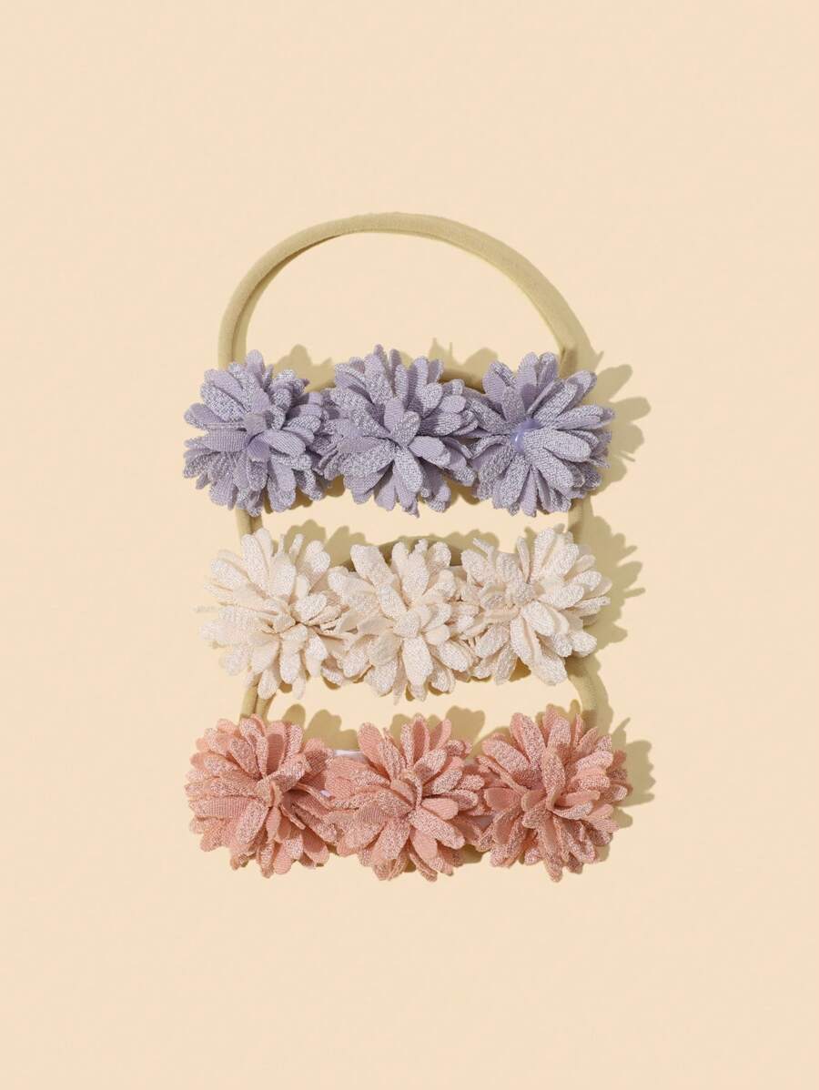 3 cái dây buộc tóc trang trí hoa cho bé - Nhiều màu - Xem 1