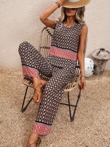 SHEIN Holidaya Bộ đồ hai mảnh nữ Túi Nút Hoa Hình học Boho - Nhiều màu - Xem 5