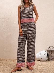 SHEIN Holidaya Bộ đồ hai mảnh nữ Túi Nút Hoa Hình học Boho - Nhiều màu - Xem 6
