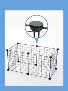 6pcs Cat & Dog Pet Fence Iron Wire Grid Cage Barrier Panel - Black - View 3