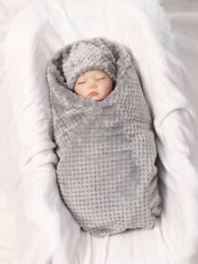 Baby Solid Knitted Fabric Swaddling Blanket For All Season - Grey - View 1