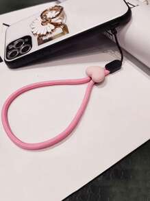 心形装饰手机挂绳礼物，适合母亲、家人、朋友、生日、节日手机挂饰、手机链 - 粉色 - 查看 3