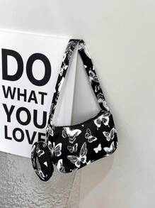 Thời Trang Nữ Họa Tiết Hình Bướm Túi Đeo Vai Thường Ngày Tất Cả Trận Đấu Túi Sát Nách Có Ví Đựng Tiền Xu - màu đen - Xem 5