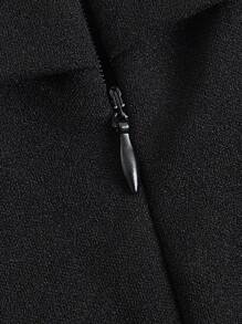 SHEIN MOD Đầm Lộ Lưng Thắt nút Dây kéo Uốn nếp màu trơn Thanh lịch - màu đen - Xem 4