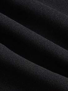 SHEIN MOD Đầm Lộ Lưng Thắt nút Dây kéo Uốn nếp màu trơn Thanh lịch - màu đen - Xem 5