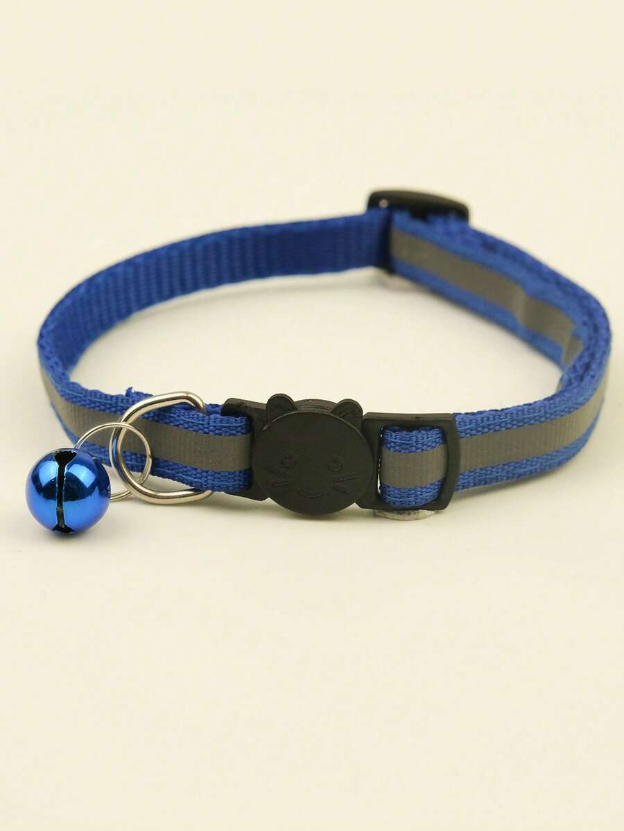 1pc Bell Decor Reflective Pet Collar - Royal Blue - View 1