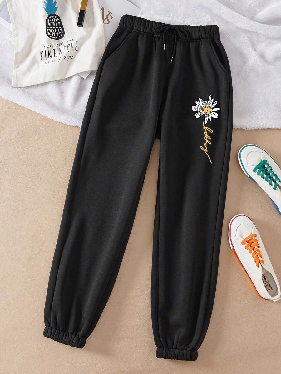 INAWLY Quần thể thao nữ Dây kéo Túi Hoa Lá thư - màu đen - Xem 1