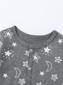 Baby Girl 3pcs Striped & Star Print Footed Jumpsuit - Multicolor - View 5