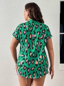 SHEIN LUNE Áo sơ mi Plus Size In hoa Báo Giải trí - Nhiều màu - Xem 2