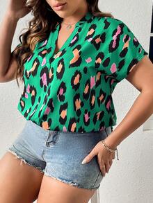 SHEIN LUNE Áo sơ mi Plus Size In hoa Báo Giải trí - Nhiều màu - Xem 5