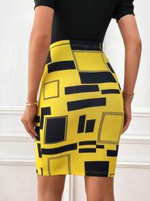 SHEIN Clasi 休閒幾何 全身印花女士半身裙 - 彩色 - 查看 2