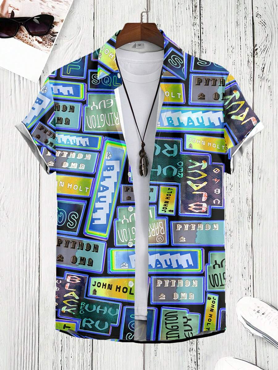 Manfinity LEGND Men Plus Letter Graphic Shirt Without Tee - Multicolor - View 1