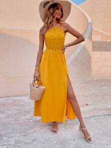 SHEIN LUNE Vestido largo con aberturas laterales, mono para mujer