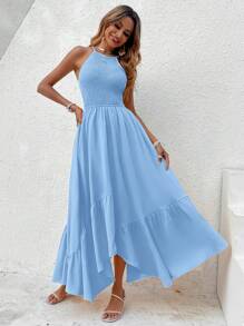 Breezaya Solid Ruffle Hem Cami Dress - Baby Blue - View 4