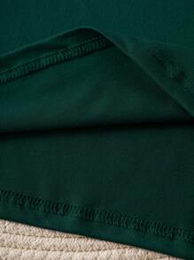 INAWLY Plus Heart Print V Neck Tee For Summer - Dark Green - View 4