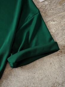 SHEIN LUNE Butterfly And Sunflower Print Tee - Dark Green - View 3