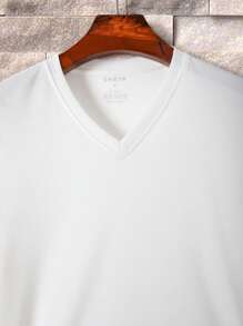 Manfinity Dauomo Men Solid V Neck Tee - White - View 3