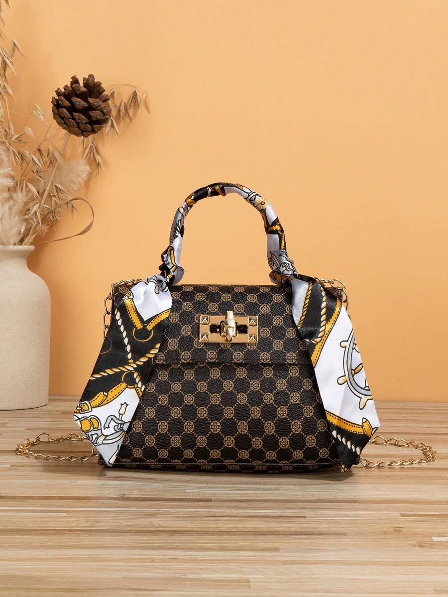 Túi xách trang trí khăn quàng cổ nhỏ cổ điển Túi đeo xiên dành cho nữ Túi tote màu trơn đơn giản, Túi đeo vai đựng đồ EVA, Túi xách đa năng cho bãi biển, Túi xách di động cho thể thao ngoài trời - màu nâu - Xem 1