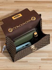 Túi xách trang trí khăn quàng cổ nhỏ cổ điển Túi đeo xiên dành cho nữ Túi tote màu trơn đơn giản, Túi đeo vai đựng đồ EVA, Túi xách đa năng cho bãi biển, Túi xách di động cho thể thao ngoài trời - màu nâu - Xem 4