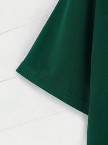 SHEIN EZwear Áo thun Plus size Hoa Tim Giải trí - Màu xanh lá cây đậm - Xem 4