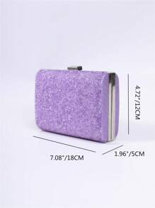 Glitter Bling,Shiny Glamorous,Elegant,Exquisite Mini Rhinestone Decor Chain Box Bag Glamorous, Perfect Bride Purse For Wedding, Prom & Party Events Dinner Bag,Evening Bag For Party Girl,Woman,For Female Perfect for Party,Wedding,Prom,Dinner/Banquet,For Cocktail Best gift for women - Purple - View 5