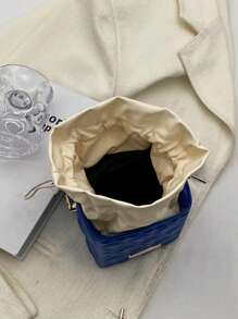 Bolso caja mini guateado con diseño de cordón azul - Azul - Ver 6