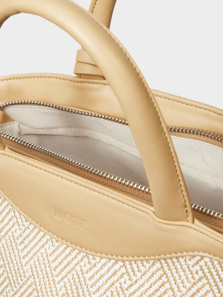 RAFFIA TOP HANDLE BAG WITH COIN PURSE