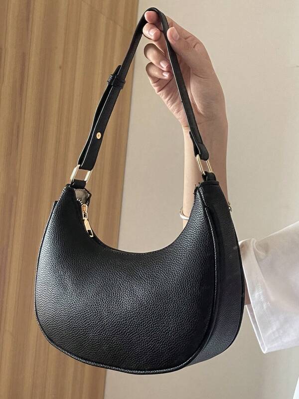 New Fashionable And Simple Crescent-Shaped Luminous Casual Shoulder Bag With Detachable Strap, Suitable For Daily Commute And Outing