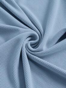 SHEIN MOD 前繫帶胸部褶皺吊帶洋裝 - 淺藍色 - 查看 4