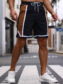 Manfinity Homme Quần Short Nam Dây kéo Túi Tương phản ràng buộc Khối Màu - Nhiều màu - Xem 5