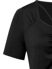 SHEIN Clasi Vestido pecho con fruncido - Negro - Ver 5