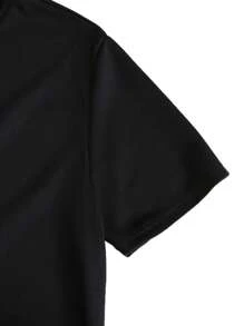 Manfinity Homme Men Two Tone Tee & Drawstring Waist Shorts Set Street Wear Menmen Two Pieces Outfitsmen Outfits 2 Pieces - Black and White - View 5