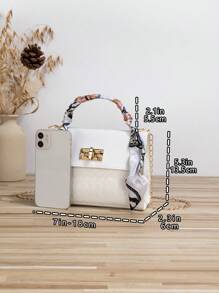 Mini Scarf Trang trí túi vuông Chuỗi khóa xoắn - trắng - Xem 2